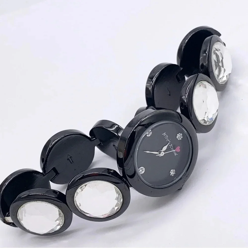 Betsey Johnson Black Jeweled Watch